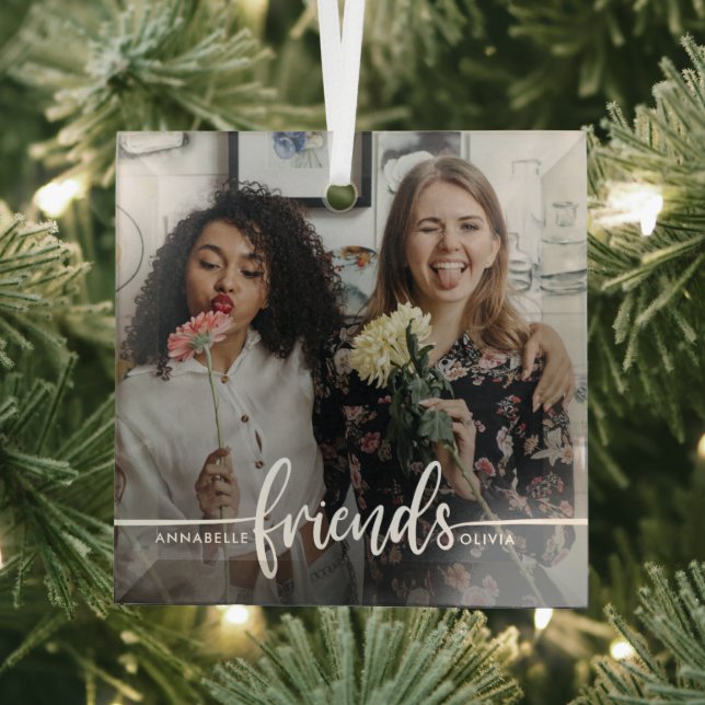 Friends Script Modernes Foto Ornament Aus Glas (Insitu)