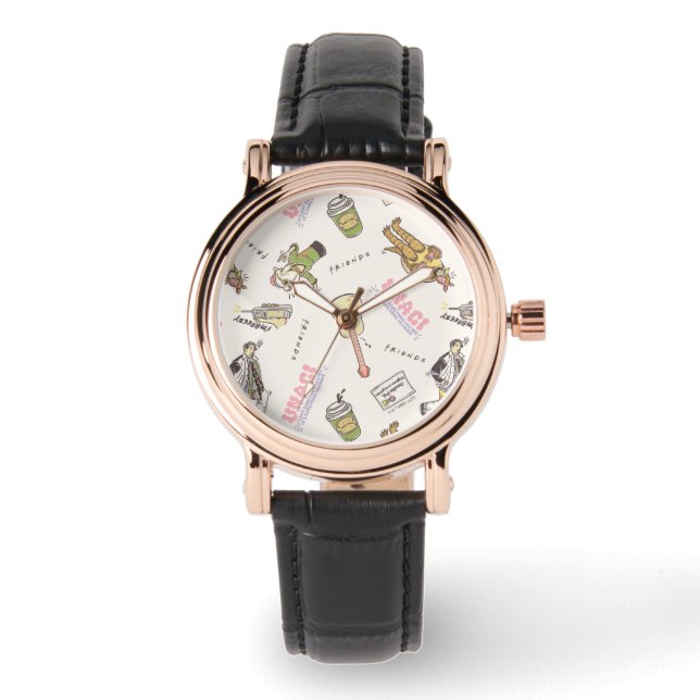 FRIENDS™ Tan Cartoon Muster Armbanduhr (Vorderseite)