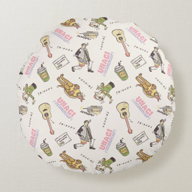 FRIENDS™ Tan Cartoon Muster Rundes Kissen (Vorderseite)