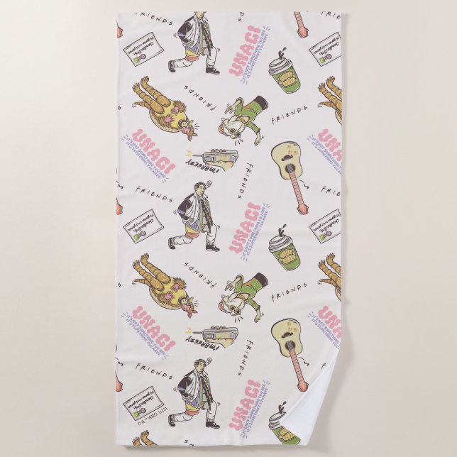 FRIENDS™ Tan Cartoon Muster Strandtuch (Vorderseite)