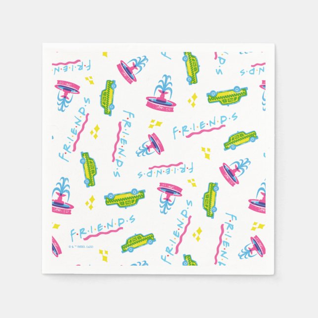 FRIENDS™ Taxis und Wasserfontänen Serviette (Vorderseite)