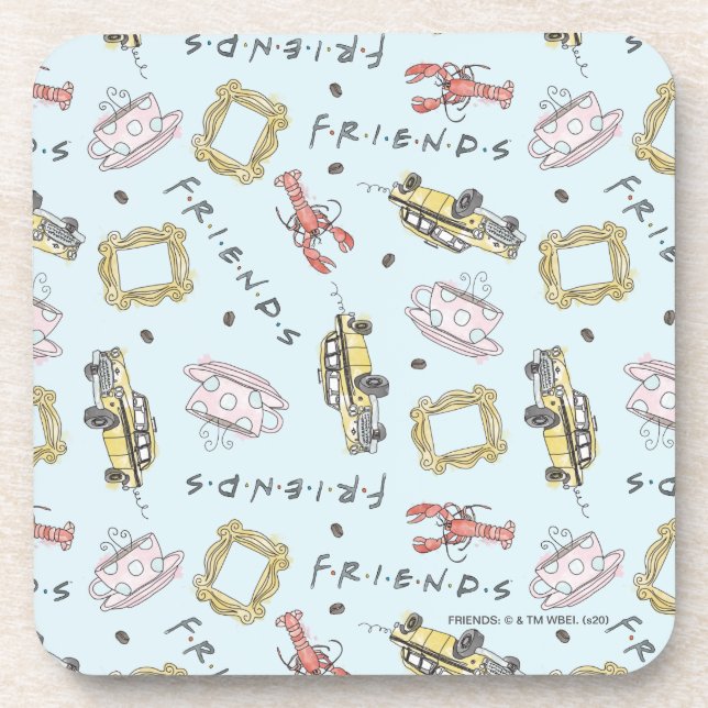 FRIENDS™ Watercolor Icons Muster Getränkeuntersetzer (Vorderseite)