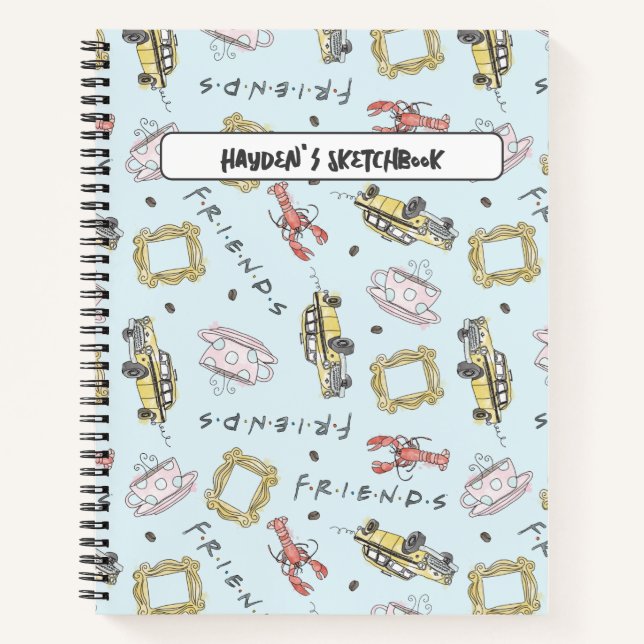 FRIENDS™ Watercolor Icons Muster Gezeichnet Notizbuch (Vorderseite)