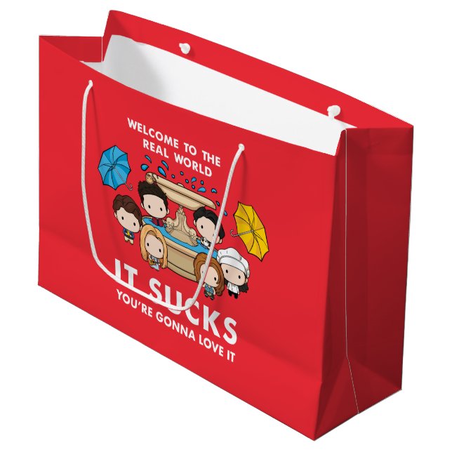 FRIENDS™ | Willkommen im Real World Chibi Große Geschenktüte (Vorderseite Schrägansicht)