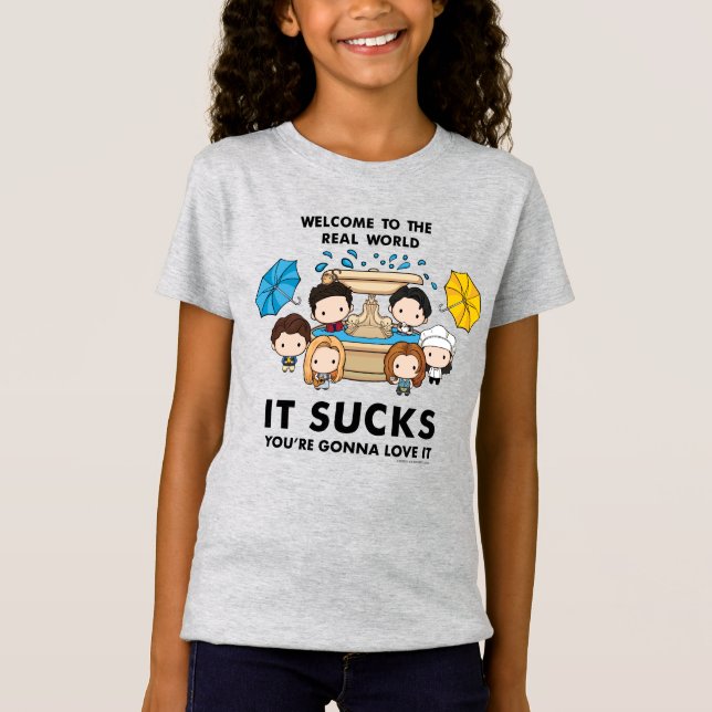 FRIENDS™ | Willkommen im Real World Chibi T-Shirt (Vorderseite)