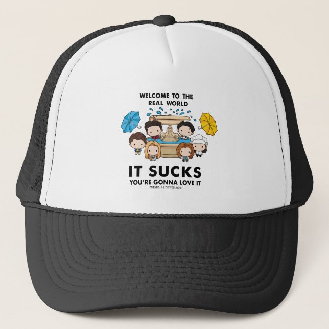 FRIENDS™ | Willkommen im Real World Chibi Truckerkappe (Vorderseite)