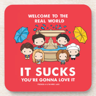 FRIENDS™ Willkommen in der realen Welt Chibi Getränkeuntersetzer