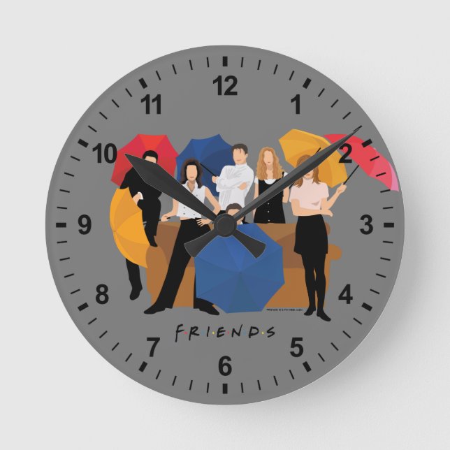 FRIENDS™-Zeichen-Silhouette Runde Wanduhr (Vorderseite)