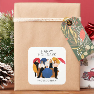 FRIENDS™-Zeichen-Silhouette   Weihnachtsgeschenkma Quadratischer Aufkleber