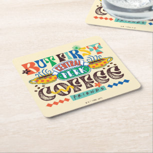 FRIENDS™ Zuerst Kaffee Lebendiges Grafikdesign Rechteckiger Pappuntersetzer
