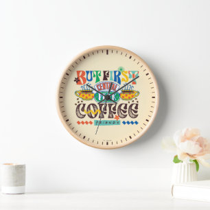 FRIENDS™ Zuerst Kaffee Vibrantes Grafikdesign Uhr