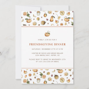 Friendsgiving-Abendessen Herbst-Kürbis-Dankfest Einladung