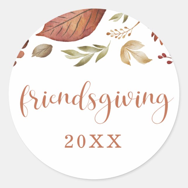 Friendsgiving-Blätter-Aufkleber Runder Aufkleber (Vorderseite)