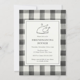 Friendsgiving Dinner Black Buffalo Kariert Einladung