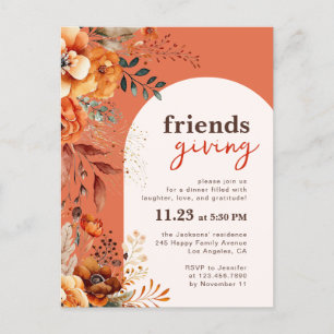 Friendsgiving-Dinner-Einladung herbstliche Floral Postkarte