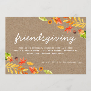 Friendsgiving Dinner Herbst Leaves Erntedank Einladung