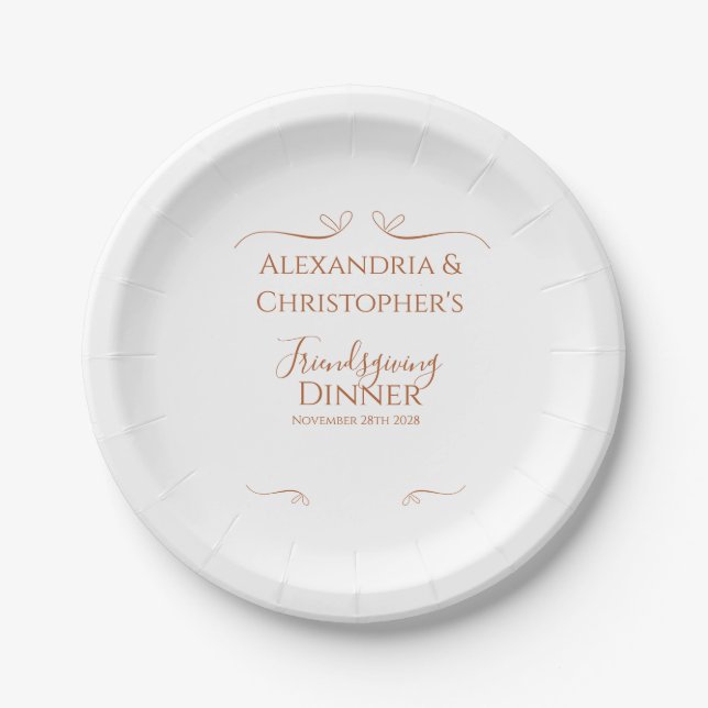 Friendsgiving Dinner Party Chic Minimal  Pappteller (Vorderseite)