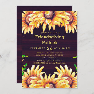 Friendsgiving Dinner Potluck Rustic Fall Sonnenblu Einladung