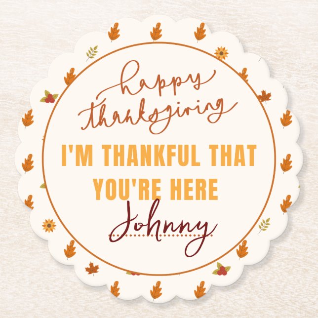 Friendsgiving Dinner Script Boho Party Tableware Untersetzer (Vorderseite)