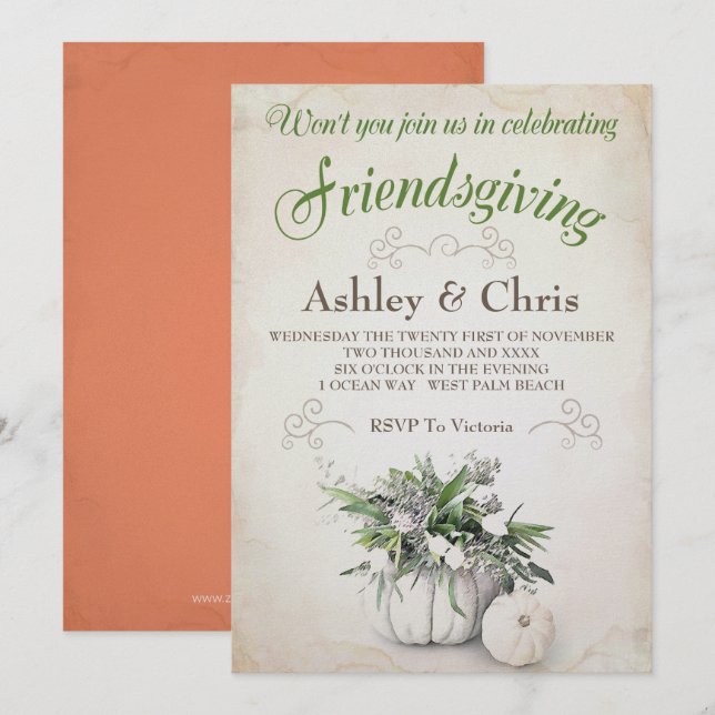 Friendsgiving Einladung - Erntedank (Vorne/Hinten)