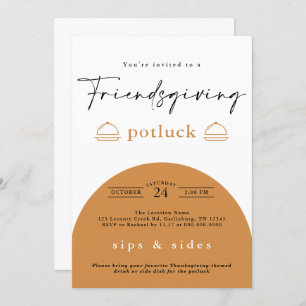 Friendsgiving Erntedank Modern Potluck Dinner Einladung