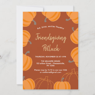 Friendsgiving Erntedank Potluck Fall Pumpkin Einladung