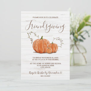 Friendsgiving Erntedank Watercolor Pumpkin Einladung