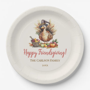 Friendsgiving Erntedankfest rustikaler Truthahn Pappteller