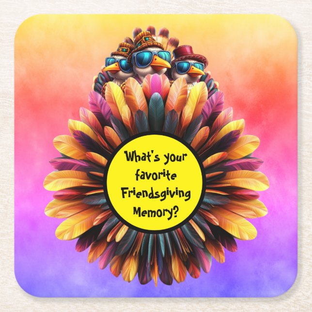 Friendsgiving Funky Erntedank Rechteckiger Pappuntersetzer (Vorderseite)