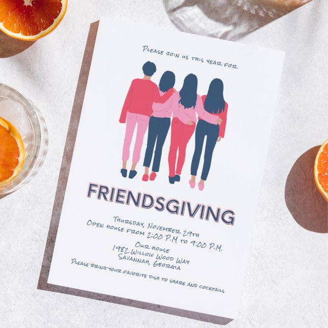 Friendsgiving Girls Erntedank Party Einladung (Von Creator hochgeladen)