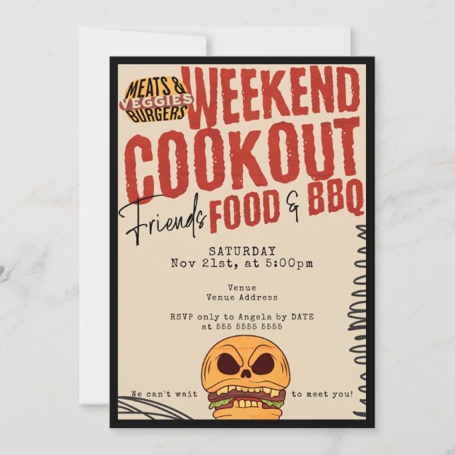 Friendsgiving Halloween Fall Erntedank GRILLEN Einladung (Vorderseite)