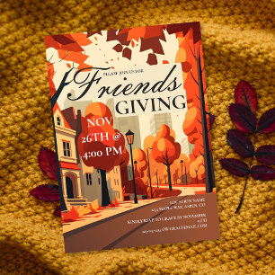 Friendsgiving Herbst Orange Einladung