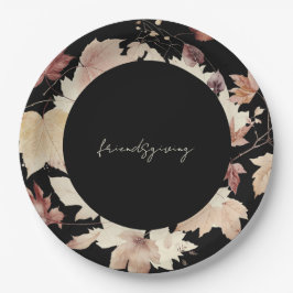 Friendsgiving Herbstlaubs Black Erntedank Pappteller