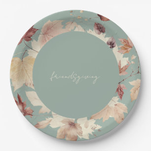 Friendsgiving Herbstlaubs Sage Erntedank Pappteller