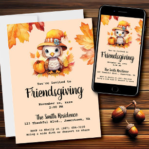 Friendsgiving Kleine Türkei Pumpkin Wasserfarbe Einladung