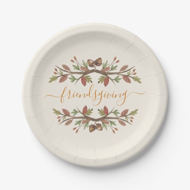 FRIENDSGIVING NIEDLICHER FALL-LAUB-PAPIER-TELLER PAPPTELLER (Vorderseite)