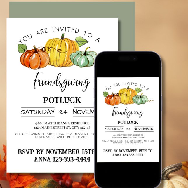 Friendsgiving-Potluck-Essen Einladung (Friends Giving Potluck )