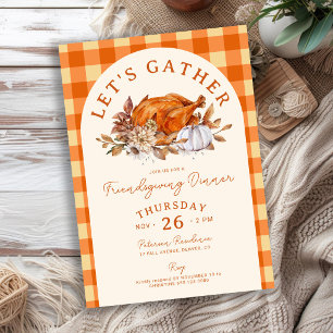 Friendsgiving rustikaler Truthahn Thanksgiving-Abe Einladung