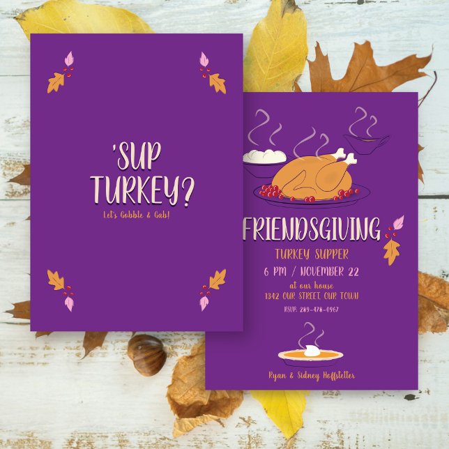 Friendsgiving Supper | Lila & Gold Einladung (Von Creator hochgeladen)