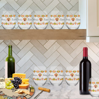 Friendsgiving Thanksgiving-Stemless-Weinglas-Set Weinglas Ohne Stiel