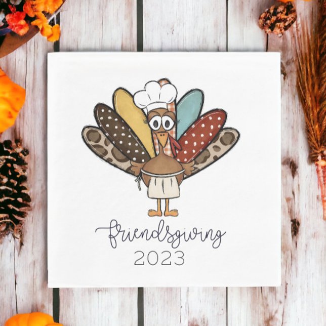 Friendsgiving Turkey Girl Funny Serviette (Von Creator hochgeladen)