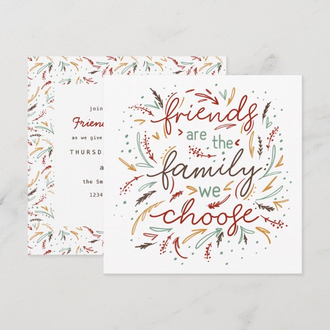 Friendsgiving Typografy Erntedank Dinner Einladung (Vorne/Hinten)