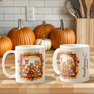 Friendsgiving Woodland Animes Herbstleaves Kaffeetasse