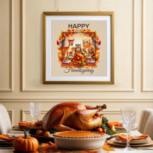 Friendsgiving Woodland Animes Herbstleaves