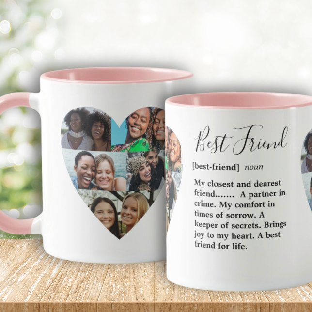 Friendship Best Friend Photo Heart Collage Mug (Créateur téléchargé)