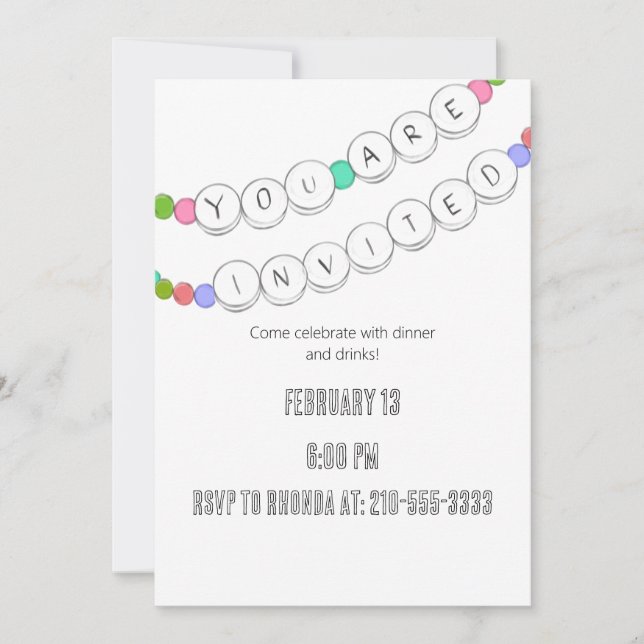 Friendship Bracelet Dames Night Invitation (Devant)