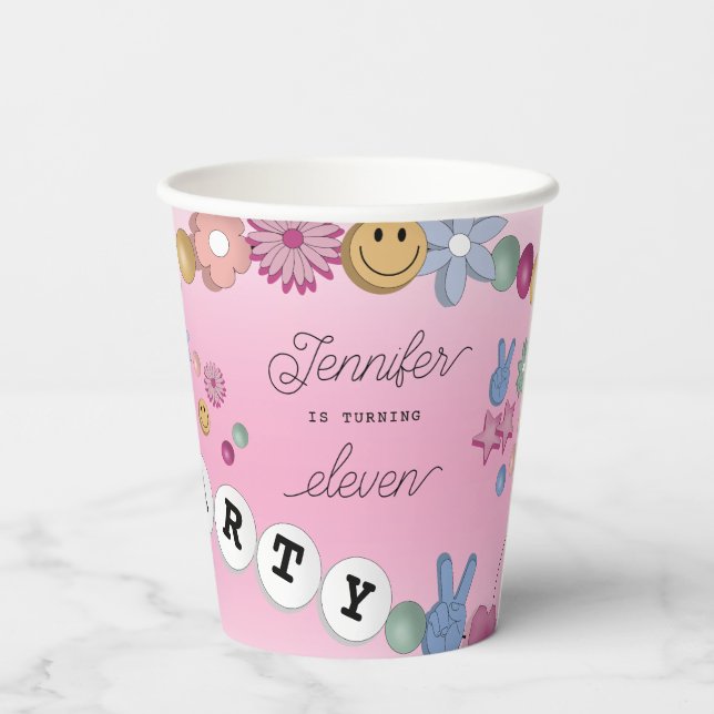 Friendship Bracelet Girl Jewelry Birthday Party Pappbecher (Rückseite)