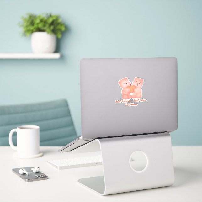 FRIENDSHIP DAY BEST FRIEND, FUNNY BEARS FRIENDS AUFKLEBER (Laptop auf Schreibtisch)