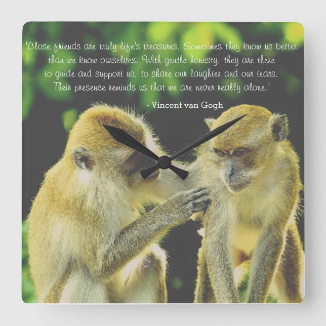 Friendship Quote by Vincent van Gogh Quadratische Wanduhr (Vorderseite)