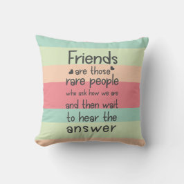 Friendship Quote Stripes Pastel Niedlich Friendly Kissen